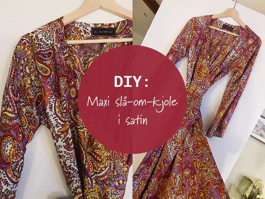 DIY: Slå-om maxikjole i paisley satin med guld-detaljer
