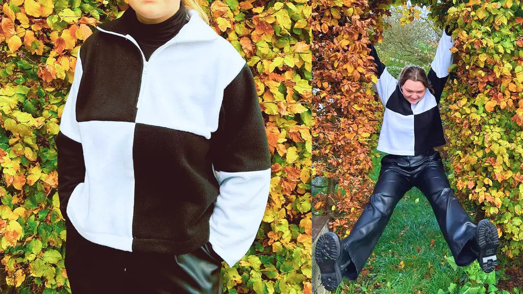 DIY: Sy en cool sort/hvid fleecetrøje uden mønster