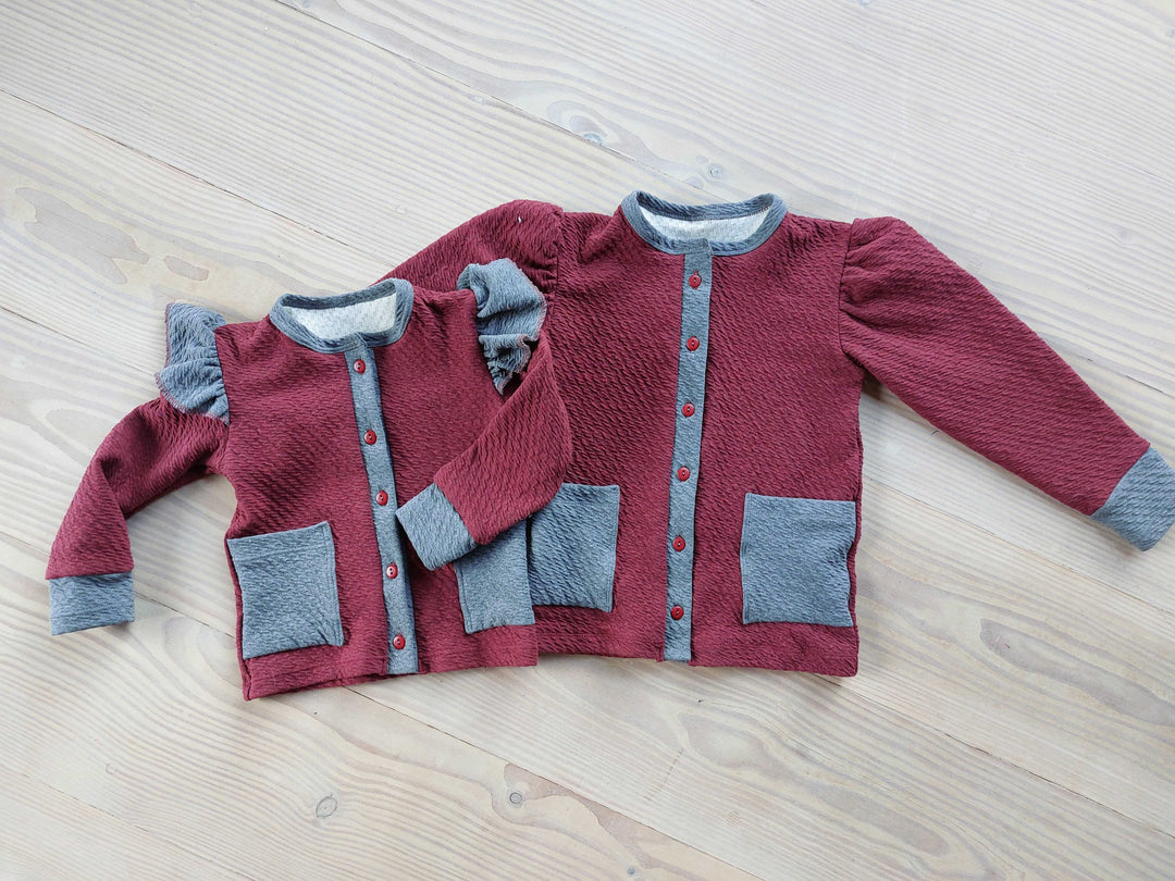 To søde børnecardigans i tyk Jersey – syet af Susan Jackson