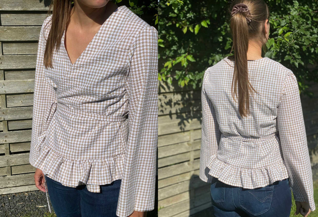 Sådan laver du en slå-om bluse af et kjolemønster – DIY-guide