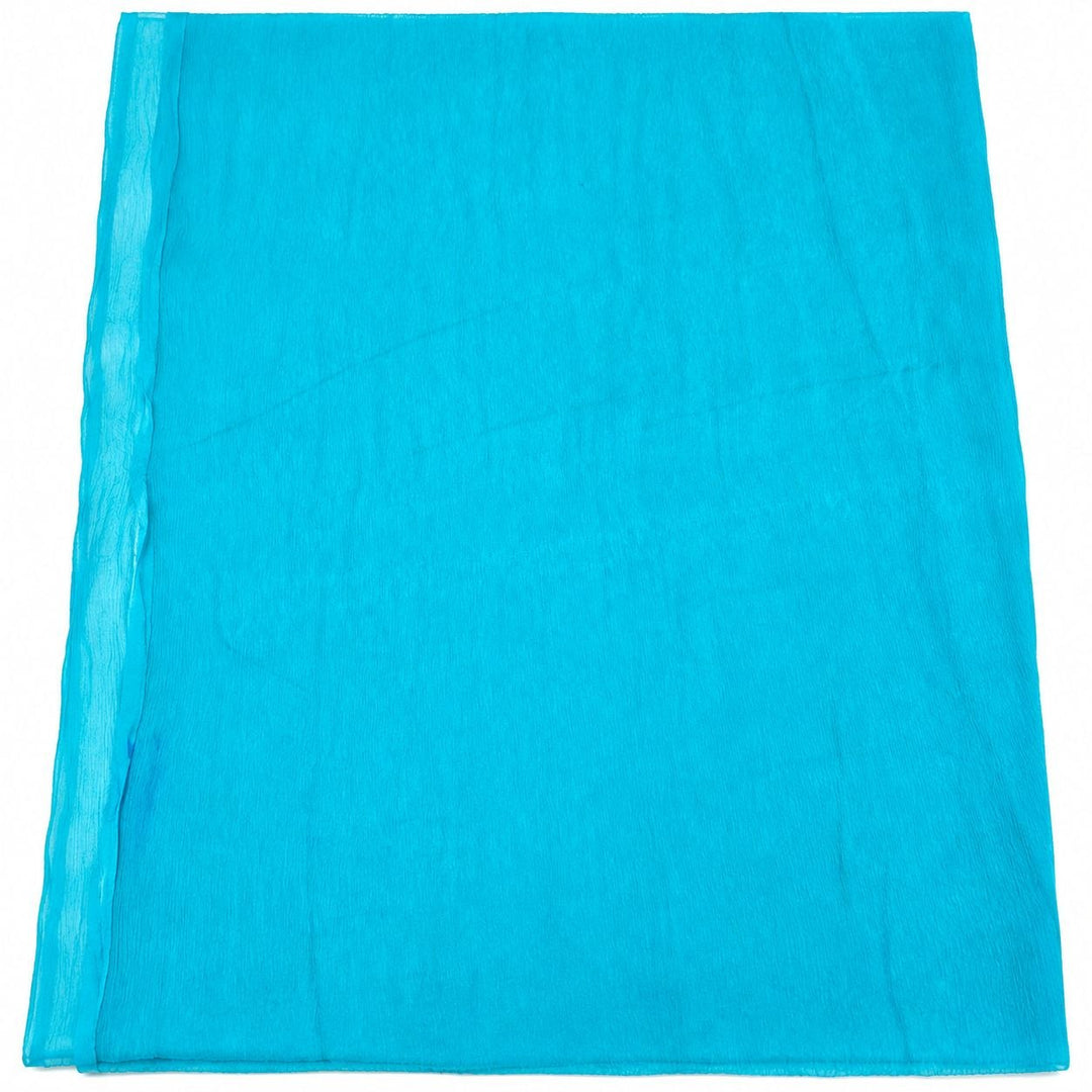 Turkis silke chiffon 90 cm – hele stoffet med plet/misfarvning (billede 1 af 2)