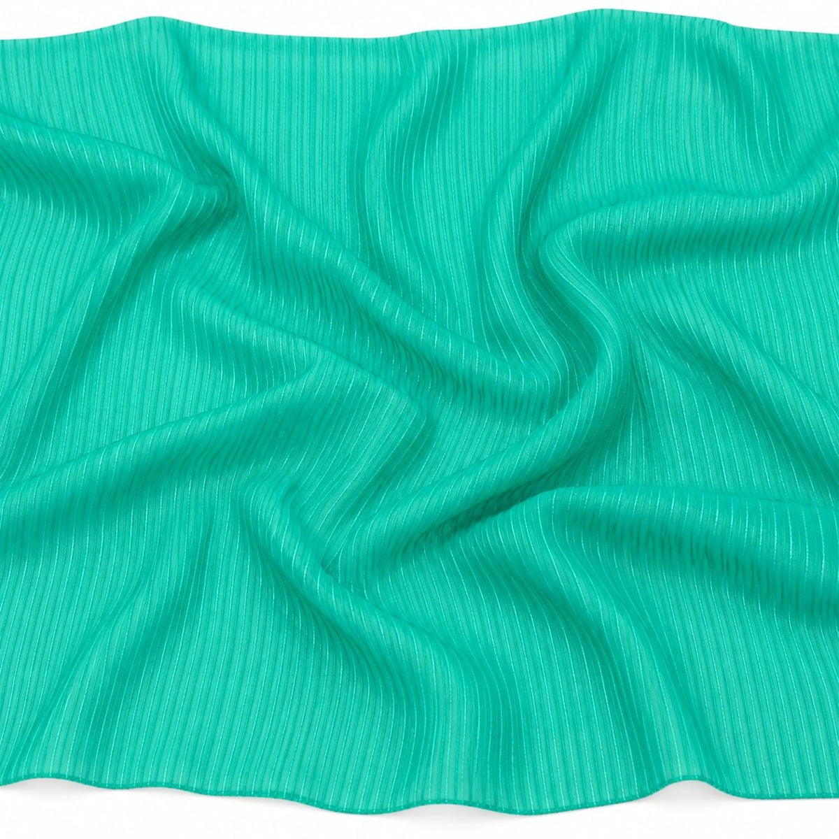 Turkisgrøn/mintgrøn silke chiffon – hele stoffet med lysere farveafvigelse i venstre side (billede 1 af 2)