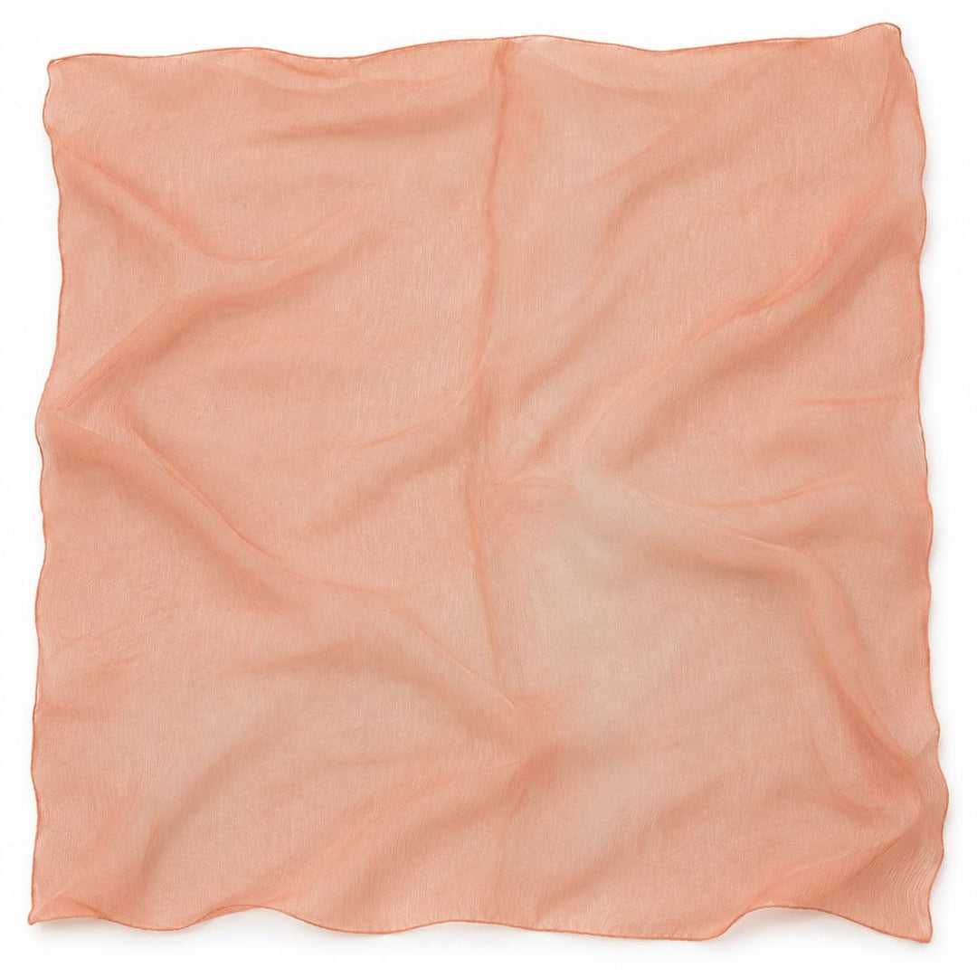 Lys orange/fersken silke chiffon – hele stoffet med lysere misfarvning i højre side (billede 1 af 2)