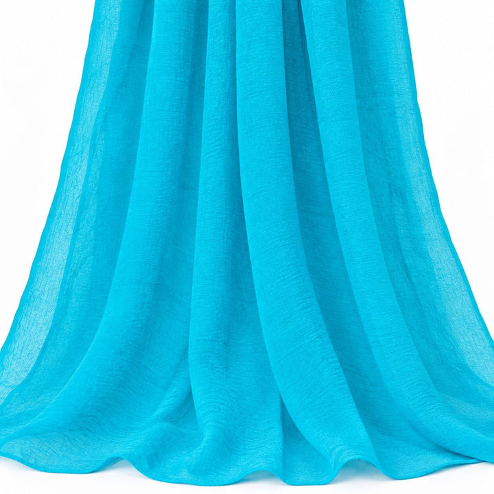 Turkis silke chiffon 90 cm – nærbillede af struktur og fald (billede 2 af 2)