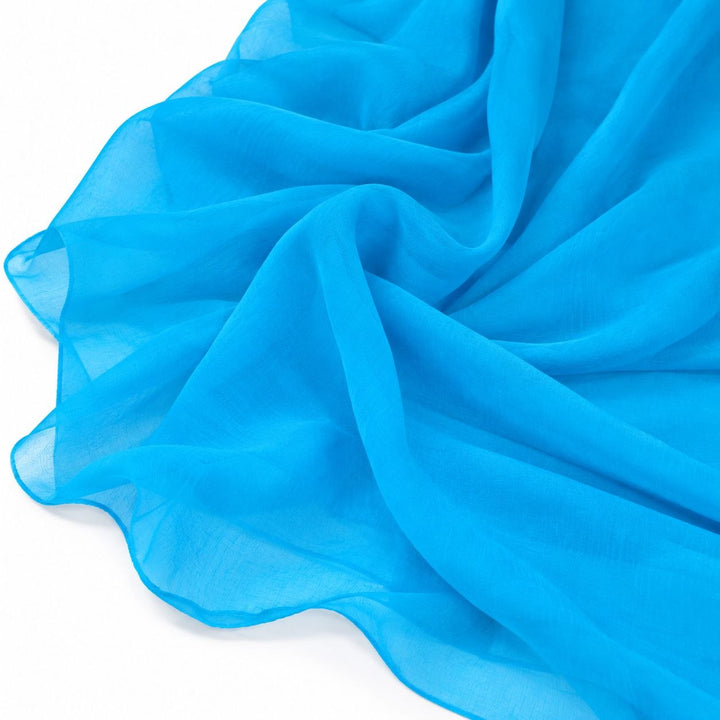 Klar havblå/turkisblå silke chiffon – draperet med blødt fald (billede 2 af 2)