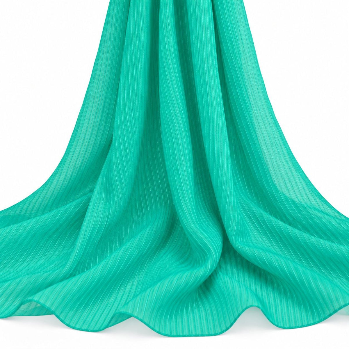 Turkisgrøn/mintgrøn silke chiffon – draperet, med farveafvigelsen synlig (billede 2 af 2)