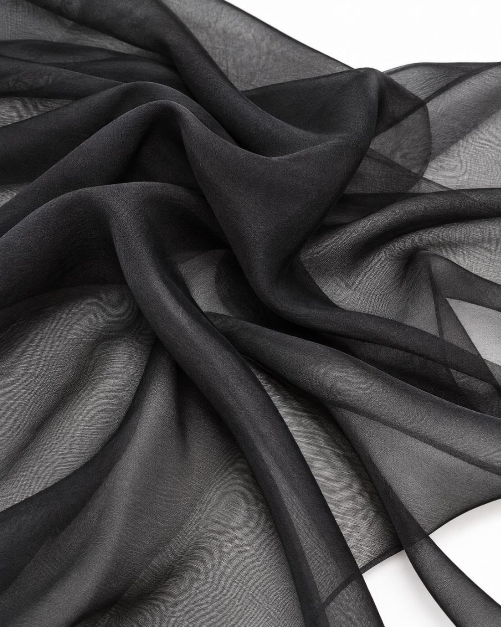 Sort silke chiffon stof – bløde draperede folder