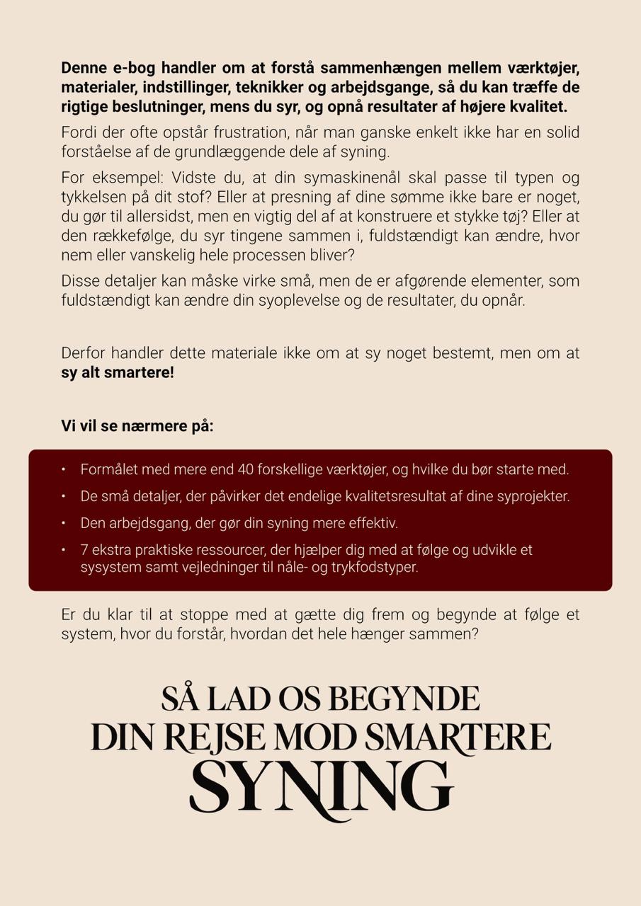 Uddrag fra e-bogen Sy Smartere: hvad bogen handler om 