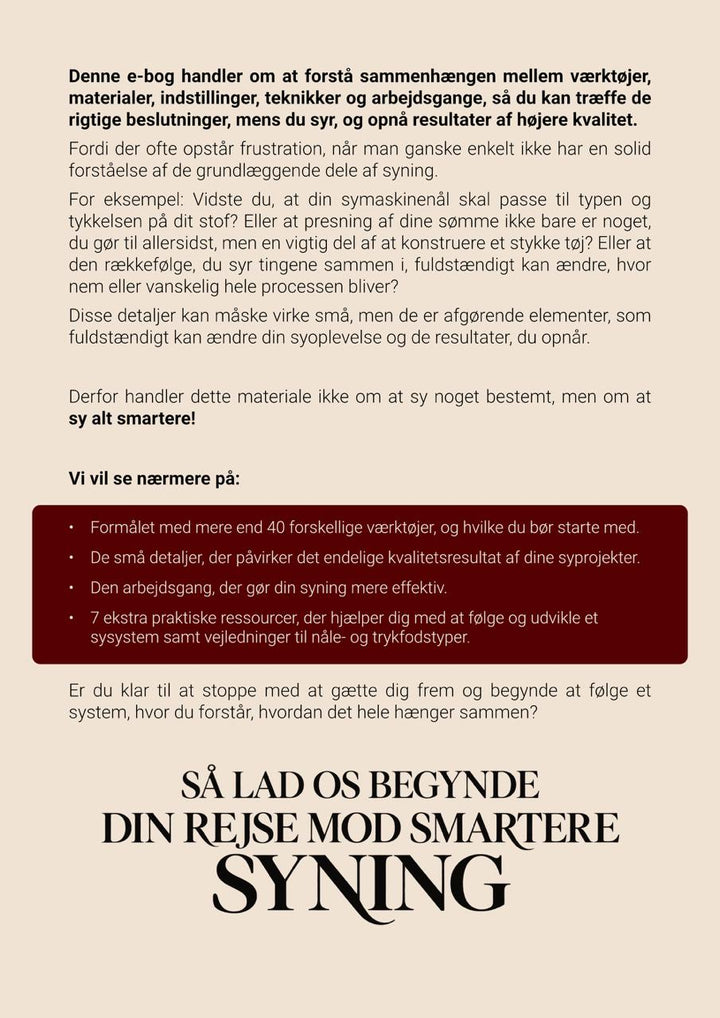 Uddrag fra e-bogen Sy Smartere: hvad bogen handler om 