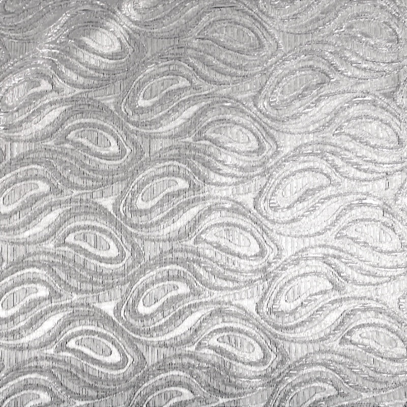 SØLV SATIN JACQUARD STOF MED DRÅBEMOTIV
