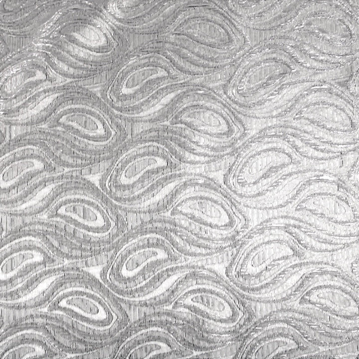 SØLV SATIN JACQUARD STOF MED DRÅBEMOTIV