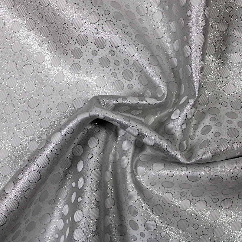 SØLV SATIN JACQUARD STOF MED PRIKKER