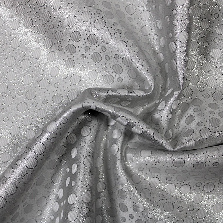 SØLV SATIN JACQUARD STOF MED PRIKKER