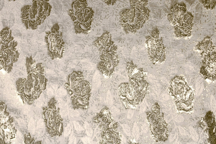 CHAMPAGNEFARVET SATIN JACQUARD STOF MED BLOMSTER