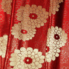 RØD SATIN JACQUARD STOF MED MORGENFRUER
