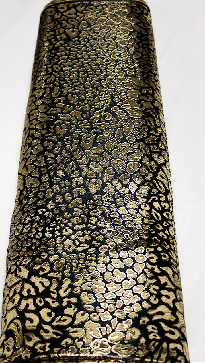 SORT SATIN JACQUARD STOF MED LEOPARDPLETTER