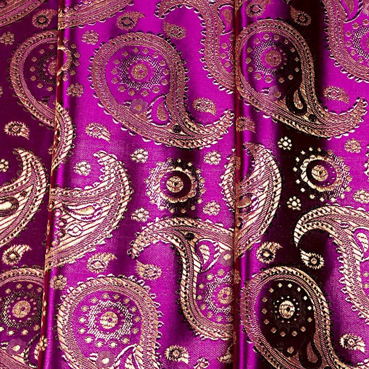 LILLA SATIN JACQUARD STOF MED PAISLEY MØNSTER