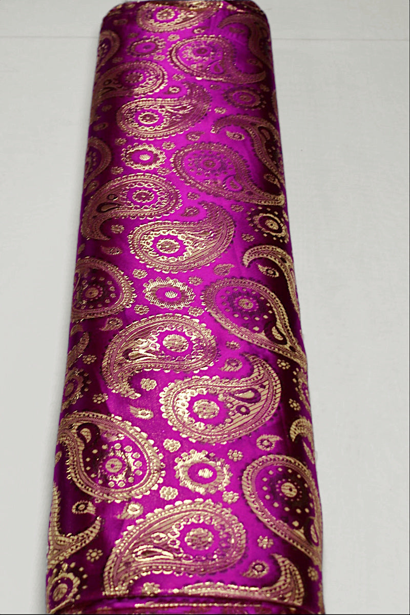 LILLA SATIN JACQUARD STOF MED PAISLEY MØNSTER