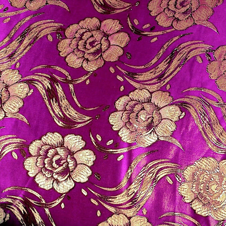 LILLA SATIN JACQUARD STOF MED BLOMSTER