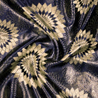 SORT SATIN JACQUARD STOF MED BLOMSTER