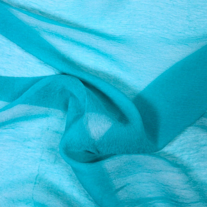 HAVBLÅT SILKE CHIFFON STOF