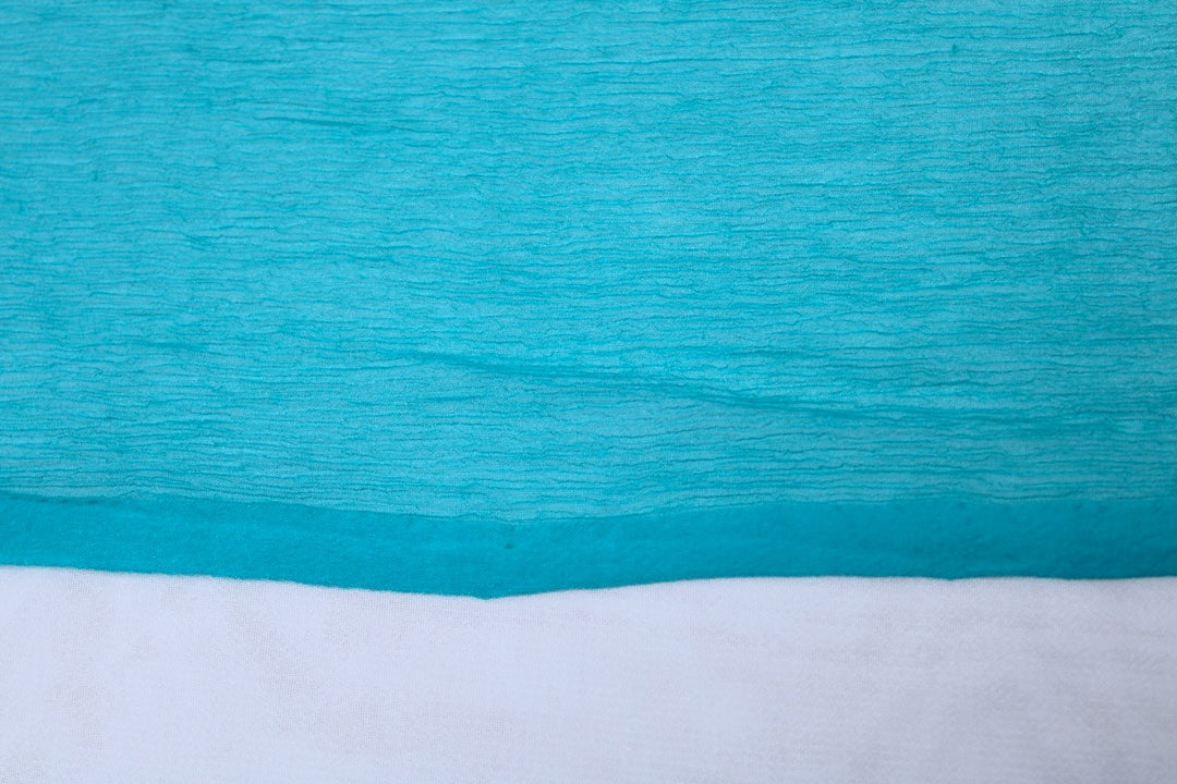 HAVBLÅT SILKE CHIFFON STOF