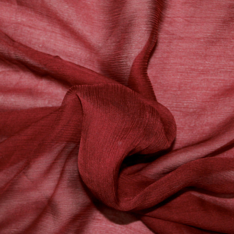 VINRØDT SILKE CHIFFON STOF