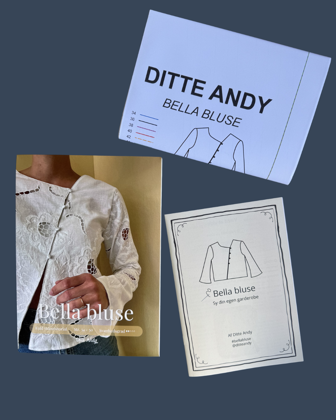 BELLA BLUSE SYMØNSTER – DESIGNET AF DITTE ANDY (STR. 34-50)