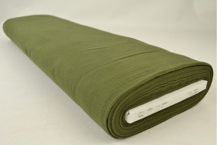 MOSGRØN DOUBLE GAUZE MUSSELIN – BLØD & ÅNDBAR