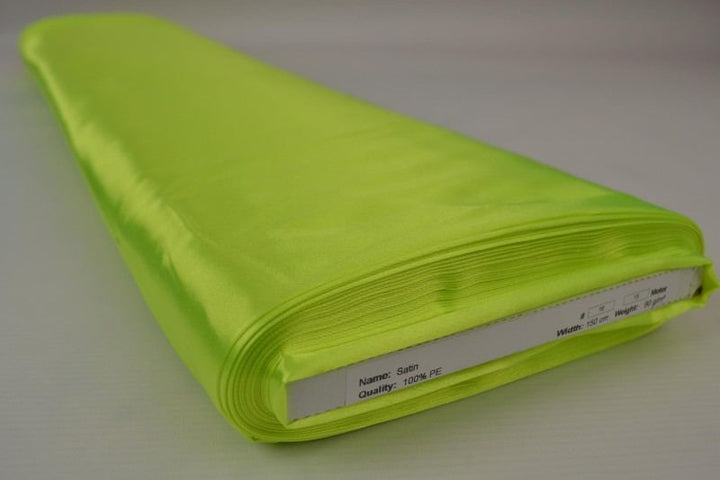 LIMEGRØN SATIN STOF – LET & GLANSFULDT