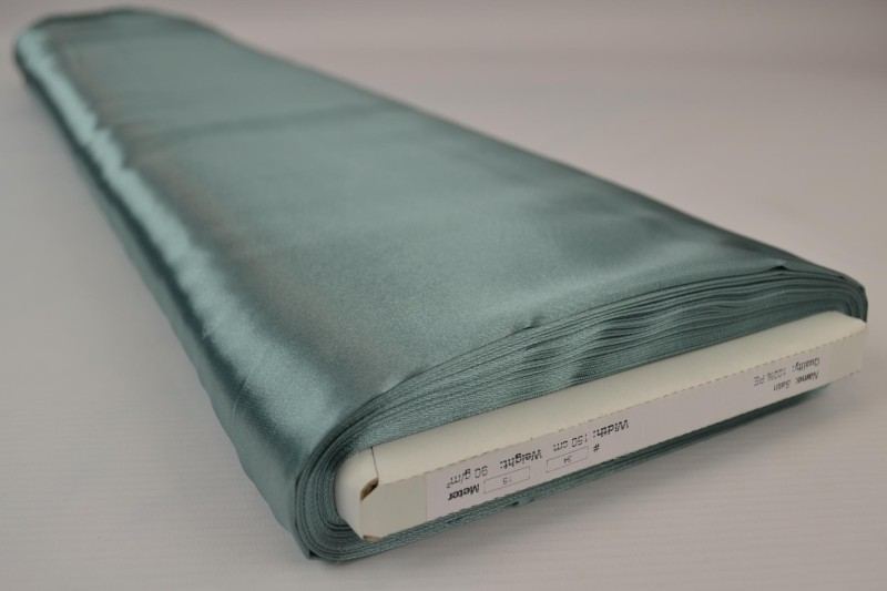 VINTAGE GRØN SATIN STOF – LET & GLANSFULDT