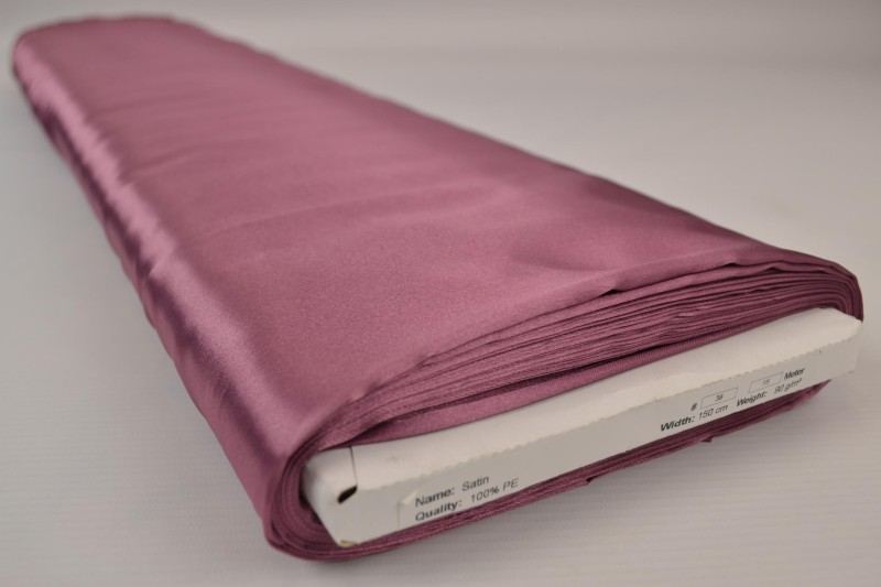 MØRK VINTAGE LYSERØD SATIN STOF – LET & GLANSFULDT