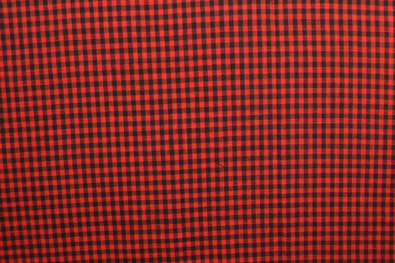 BOMULDSSTOF MED VICHY TERN - RØD OG SORT, 4 MM