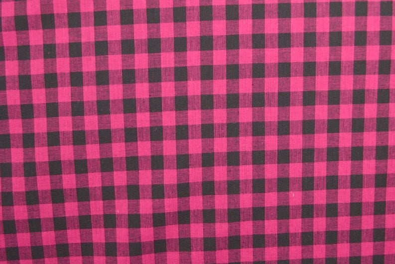 BOMULDSSTOF MED VICHY TERN - PINK OG SORT, 10 X 12 MM
