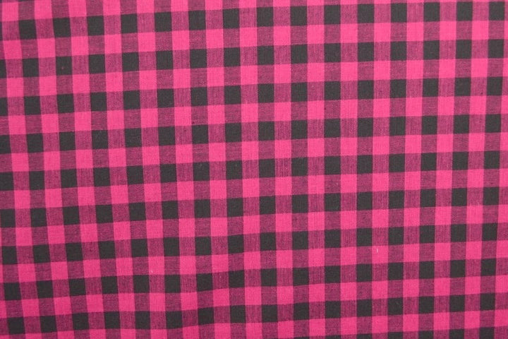BOMULDSSTOF MED VICHY TERN - PINK OG SORT, 10 X 12 MM