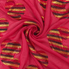 FUCHSIA LUREX CHIFFONSILK MED FLERFARVEDE STRIBEDE PAISLEYMOTIVER