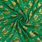 SMARAGDGRØN LUREX CHIFFONSILK MED GYLDNE SOMMERFUGLEMOTIVER OG PRIKKER