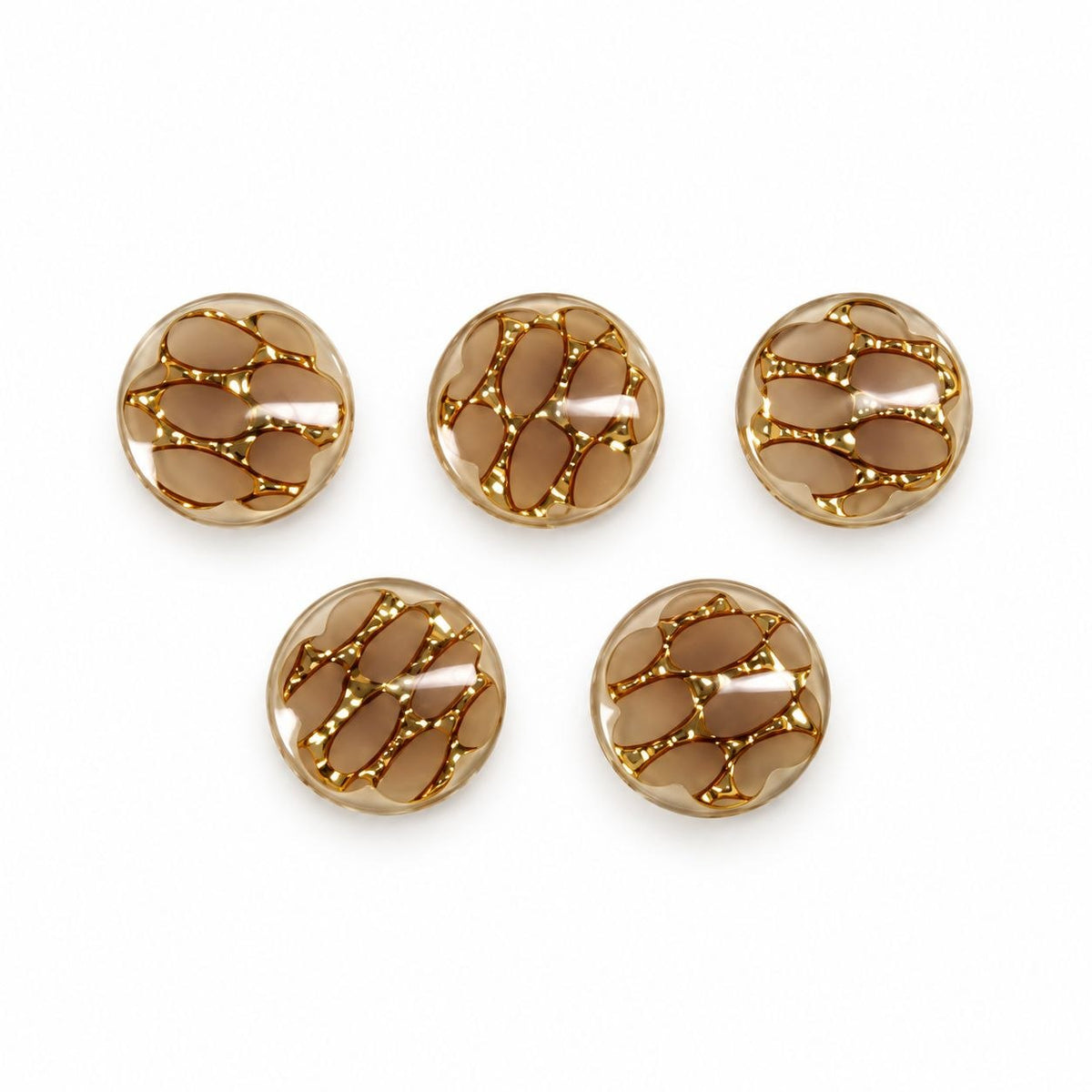 Beige/camel knapper med gulddetaljer – 5 stk.