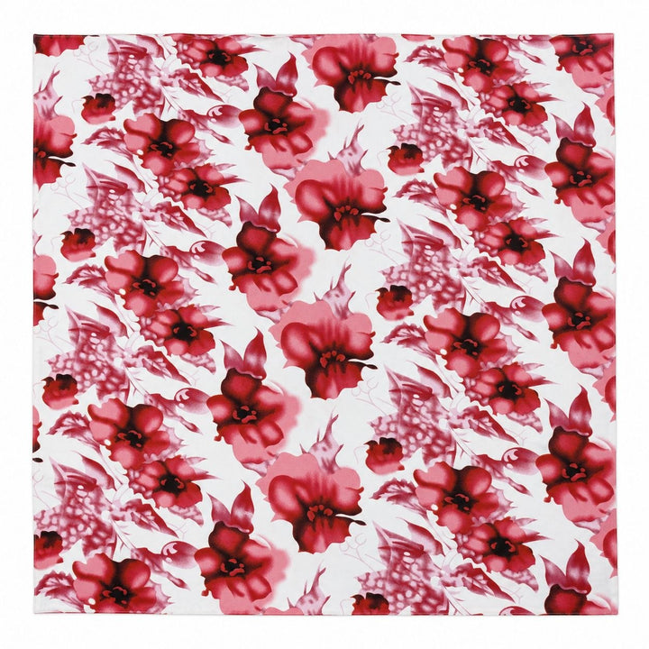 BLOMSTRET POLYESTERSTOF – RØD/ROSA (billede 2 af 3)