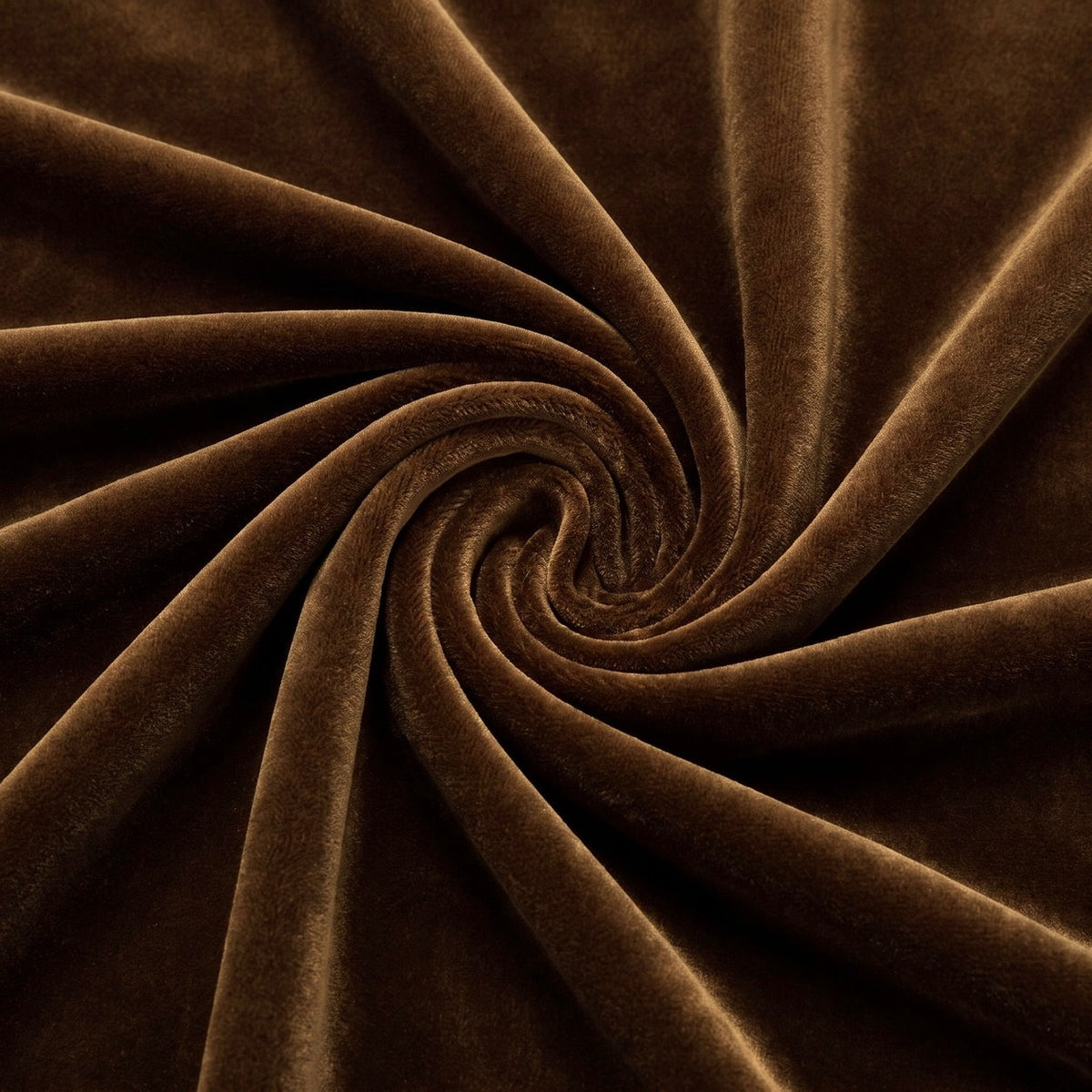 BRUNT MICRO VELOUR STOF – stoffet samlet i en blød swirl (billede 1 af 3)