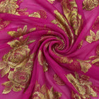 MAGENTA LUREX CHIFFONSILK MED STORE GYLDNE BLOMSTERMOTIVER