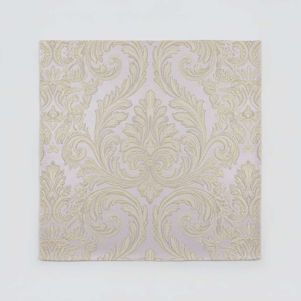 CHAMPAGNEFARVET SATIN JACQUARD STOF MED BLOMSTERRANKER (billede 1 af 3)