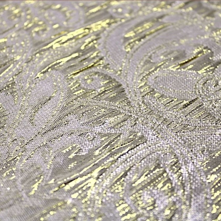 CHAMPAGNEFARVET SATIN JACQUARD STOF MED BLOMSTERRANKER (billede 3 af 3)