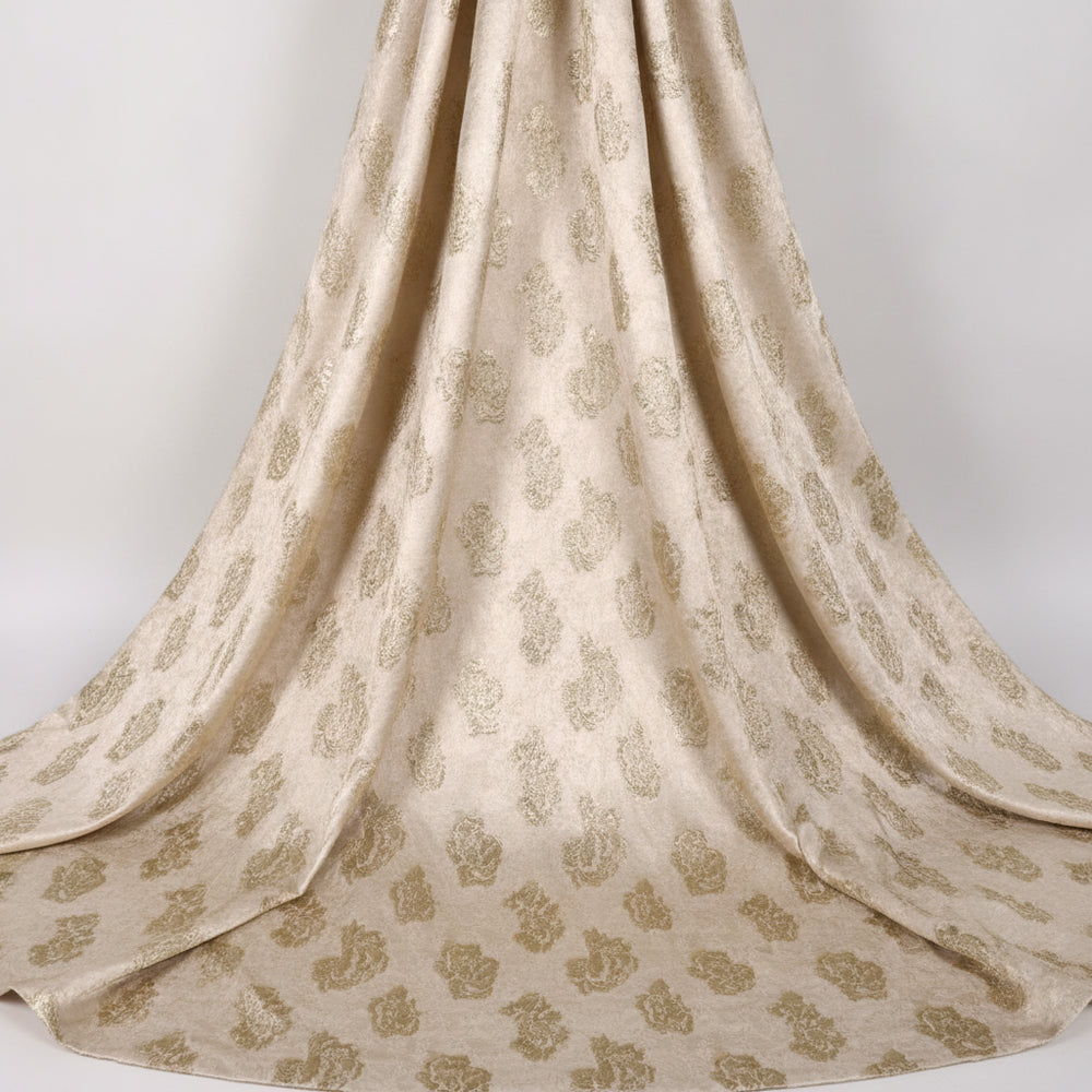 CHAMPAGNEFARVET SATIN JACQUARD STOF MED BLOMSTER (billede 2 af 3)