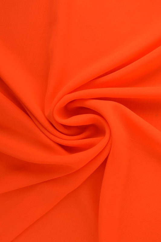 MØRK NEON ORANGE CHIFFON – LET, GENNEMSIGTIG & MED FLOT FALD
