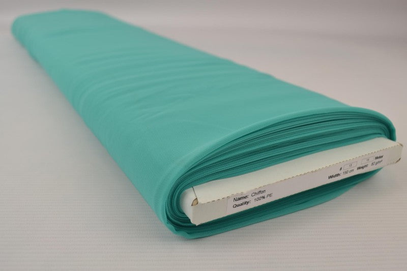 TURKIS CHIFFON – LET, GENNEMSIGTIG & MED FLOT FALD