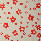 HVID BOMULDSPOPLIN MED RØDT BLOMSTERPRINT