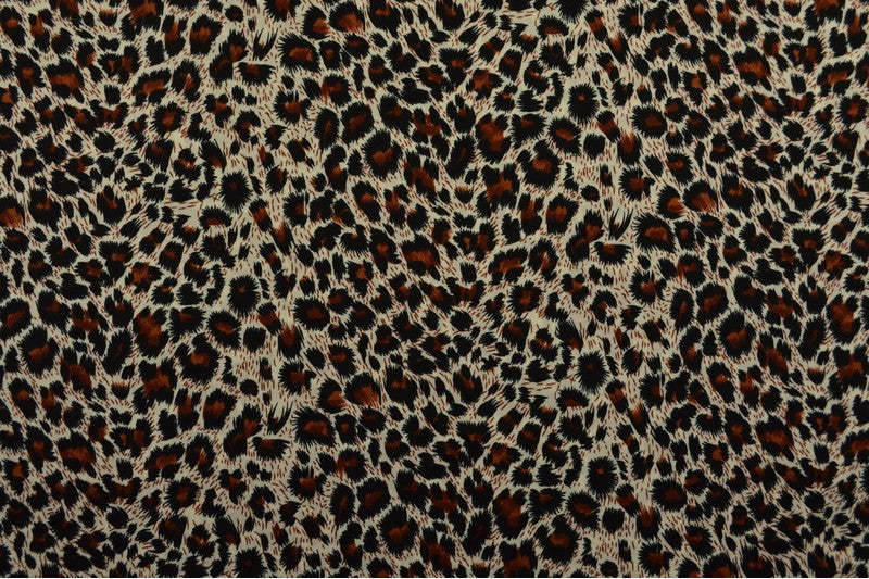 CREME BOMULDSPOPLIN MED LEOPARDPRINT – SORT & BRUN