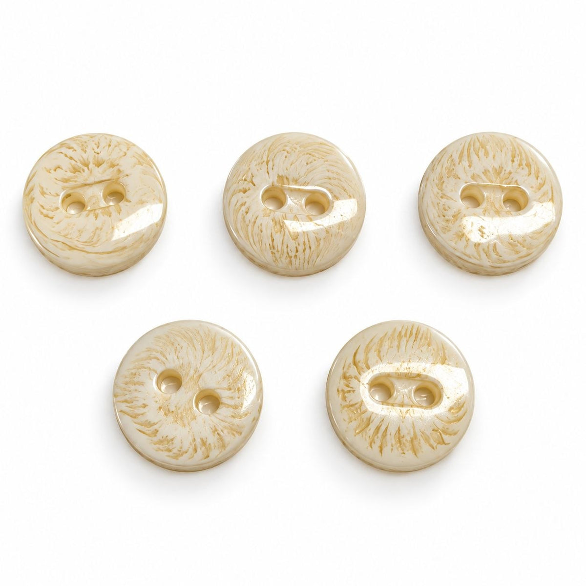 Creme/beige knapper med gylden marmoreffekt – 5 stk.