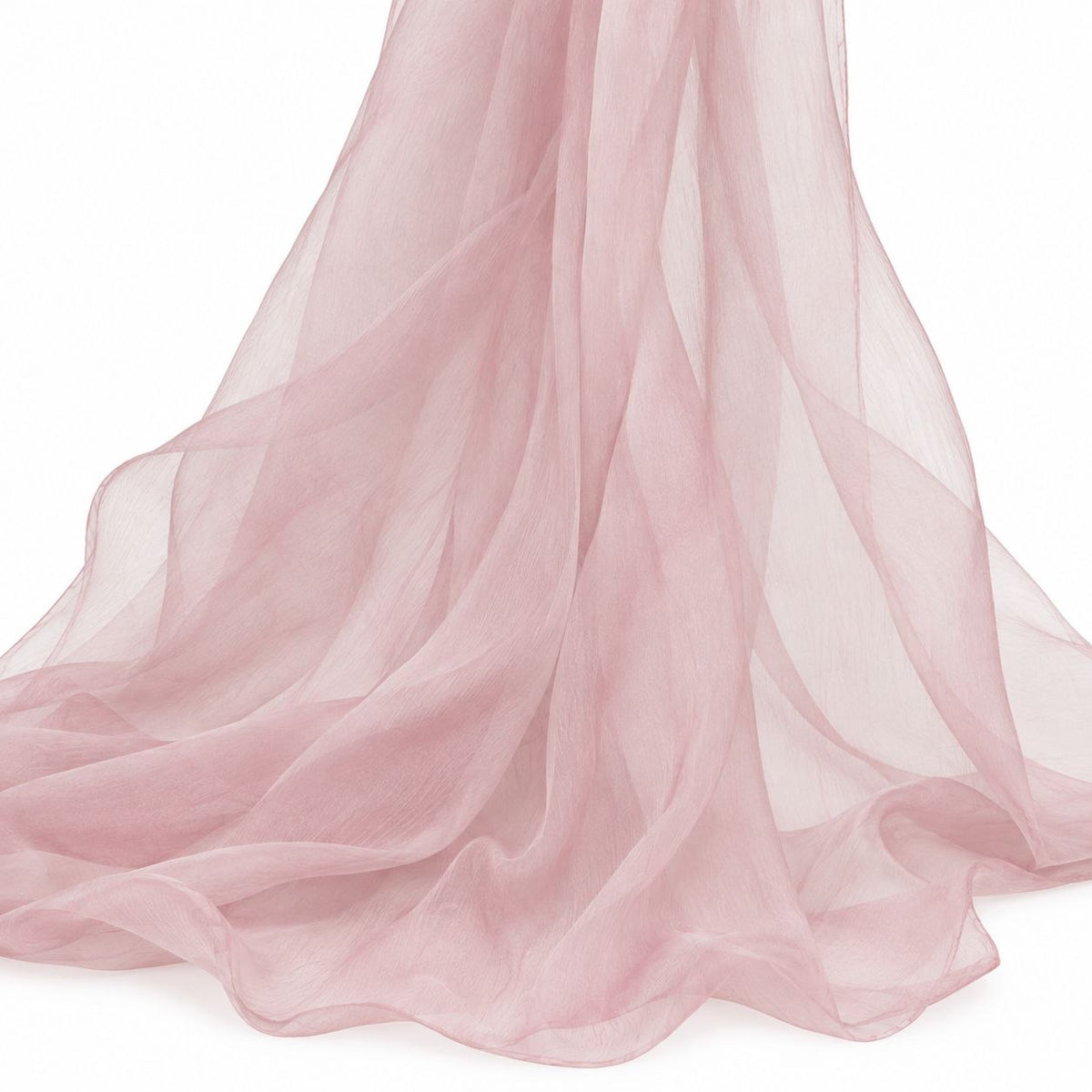 Lys rosa silke chiffon 130 cm – draperet, med farveafvigelse i dele af stoffet (billede 2 af 2)